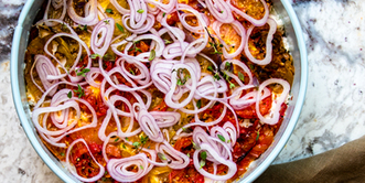 Spread Onions Over Tomato Layer