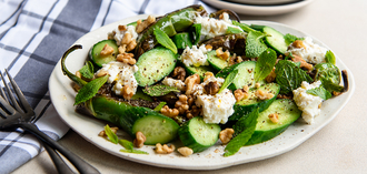 Charred Peppers with Ricotta and Cucumbers